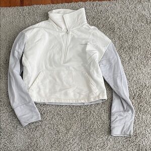 Outdoor Voices White and Gray Pullover Hoodie